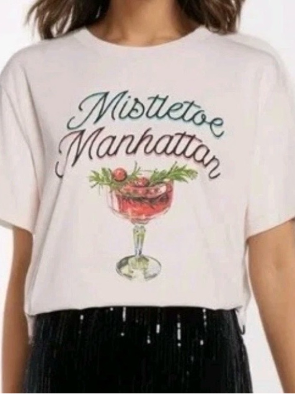 Wildfox White "Mistletoe Manhattan" Short Sleeve Tee